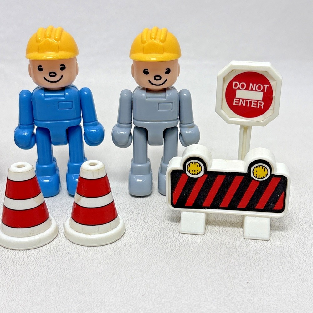 Playmobil Construction Worker Figures 1980s E3 With Signs Vintage - Picture 3 of 4